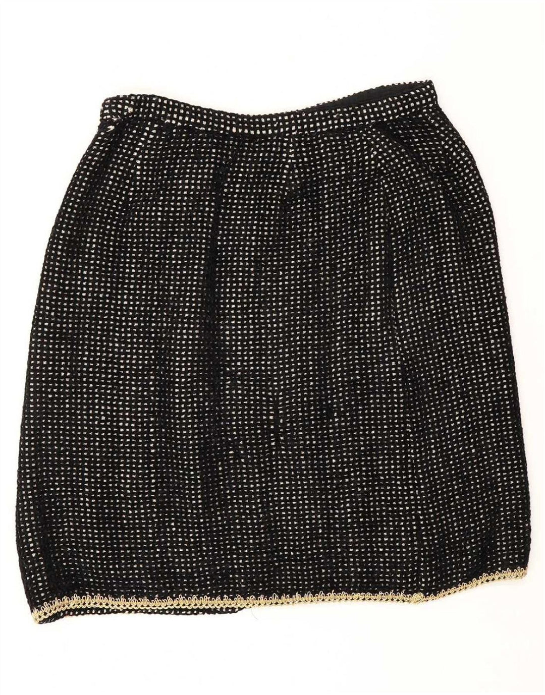 Vintage kvinders 2-delt nederdel Sæt UK 14 Medium W30 Sort Geometrisk