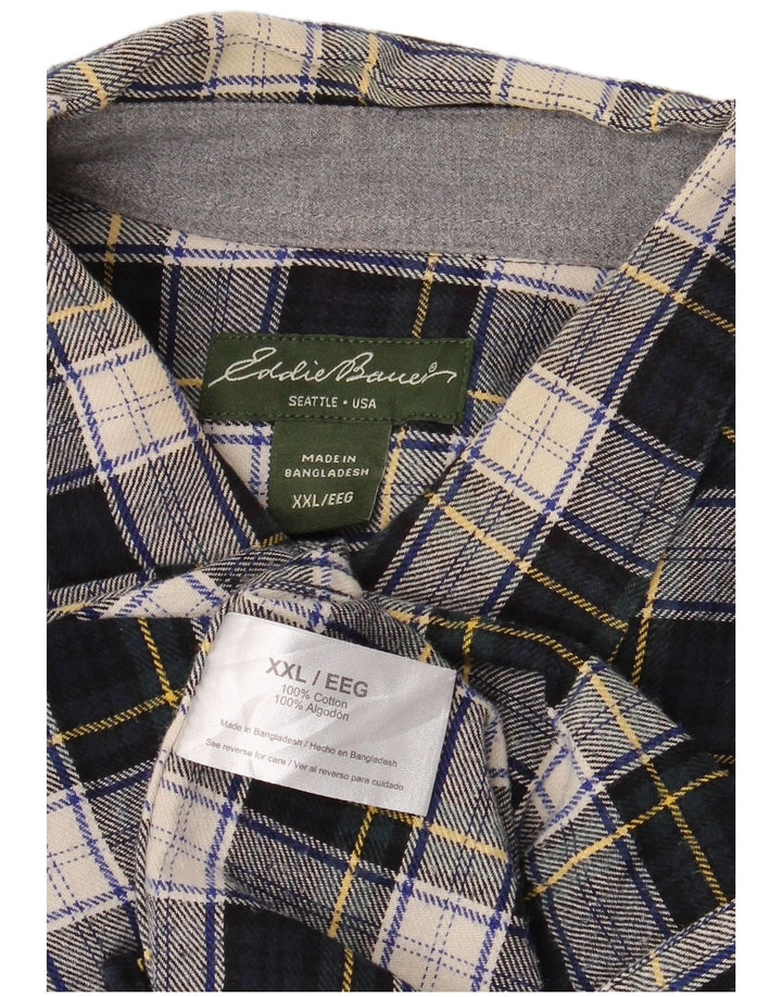 EDDIE BAUER Flanellskjorte til mænd 2XL marineblå ternet bomuld