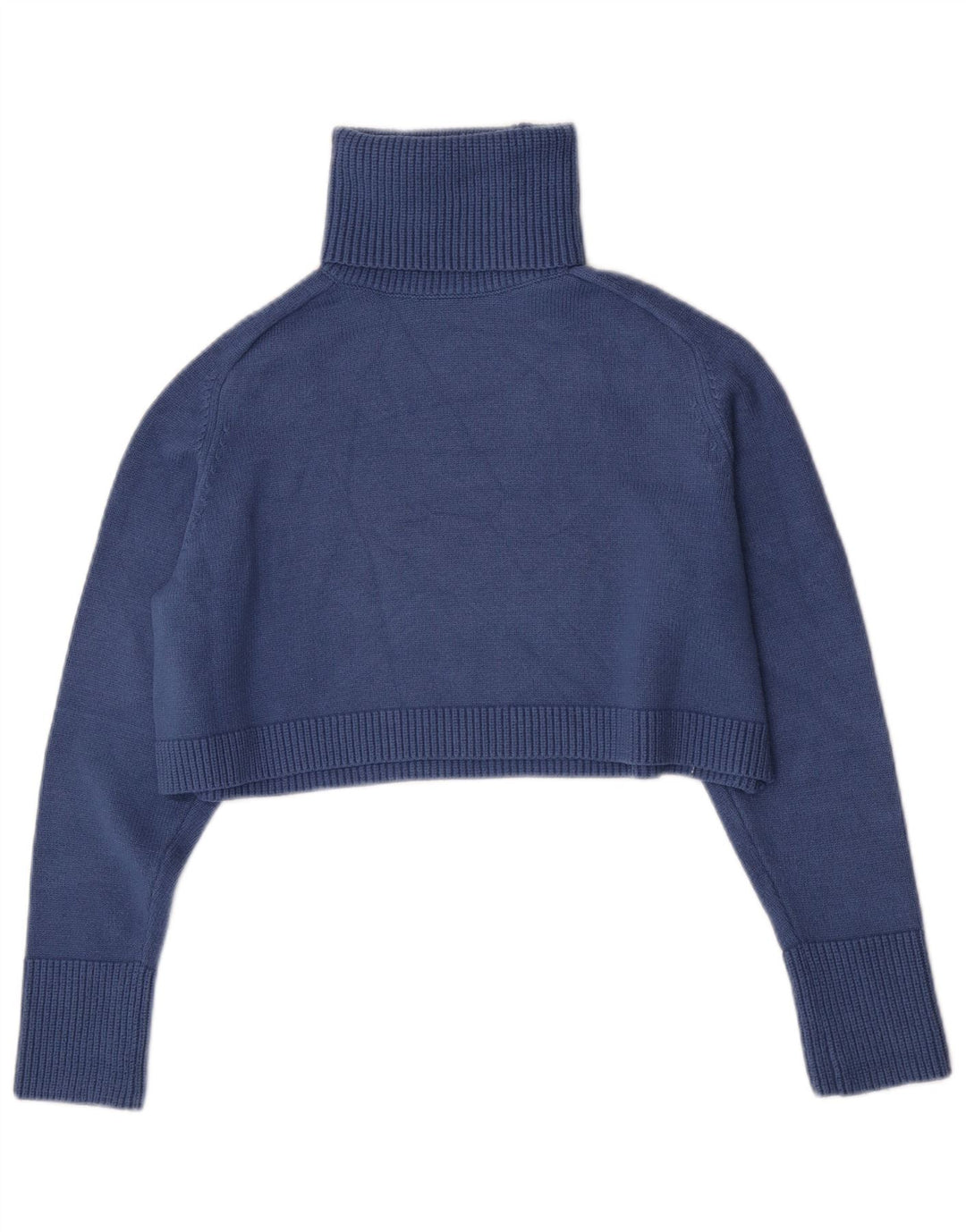 Zara Dame Oversized Crop Roll Neck Jumper Sweater UK 10 Small Blue