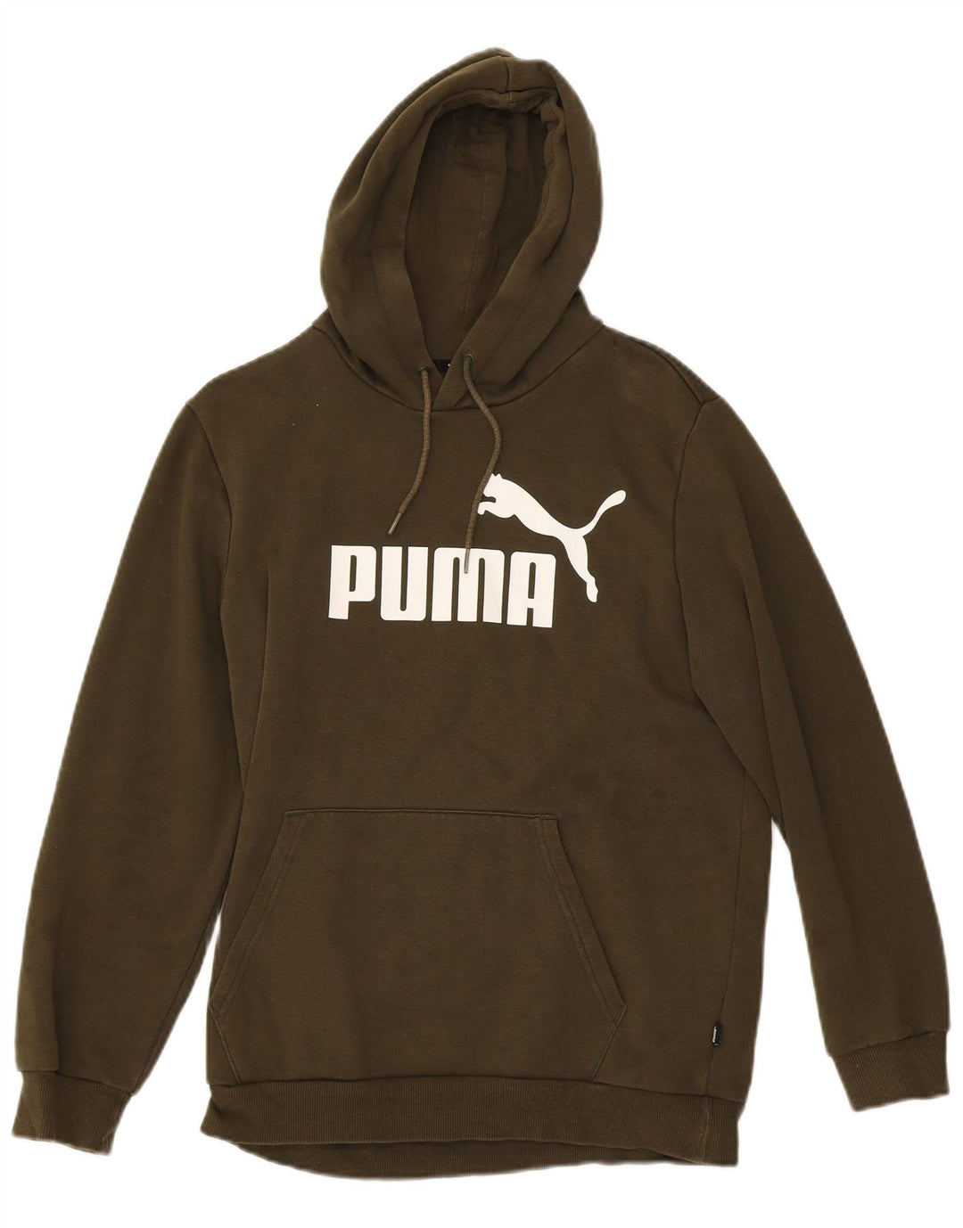 PUMA Mens Graphic Hoodie Jumper Small Khaki Cotton