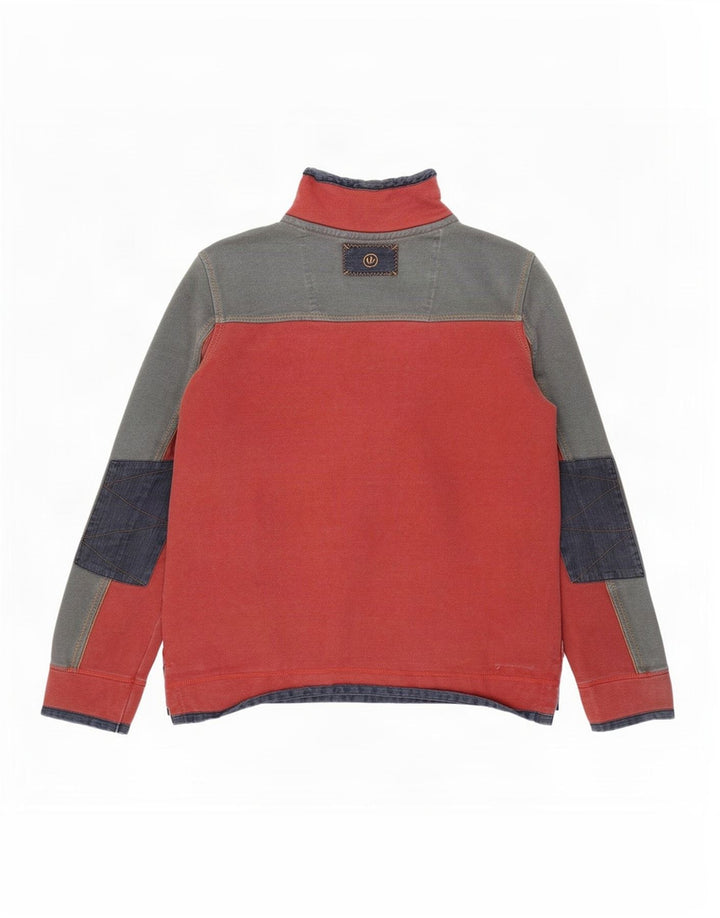 Fat Face Herre The Airlie Zip Neck Sweatshirt Jumper Medium Rød Colourblock