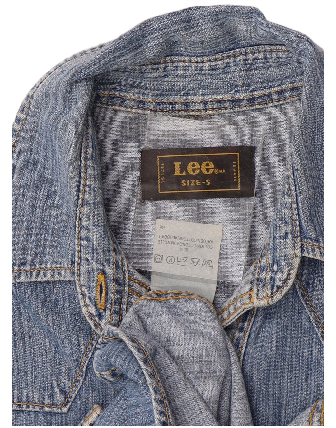Lee Dame Denim Shirt UK 10 Small Blue Cotton