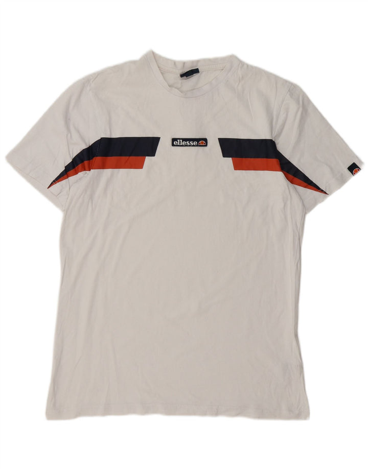 ELLESSE Herre T-Shirt Top Stor Hvid Colourblock Bomuld