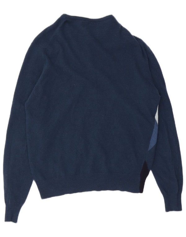 Pringle Dame Cardigan Sweater UK 14 Medium Navy Blue Argyle/Diamond