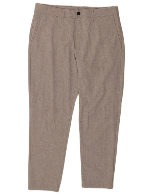 Zara Herre Slim Fit Chino Bukser EU 44 Large W34 L27 Grå Houndstooth