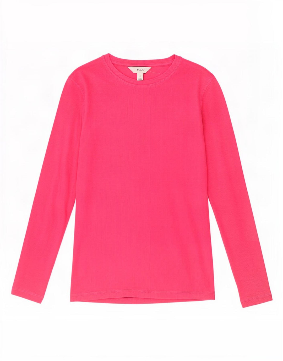 Marks & Spencer Dame Top Langærmet UK 10 Lille Pink Bomuld