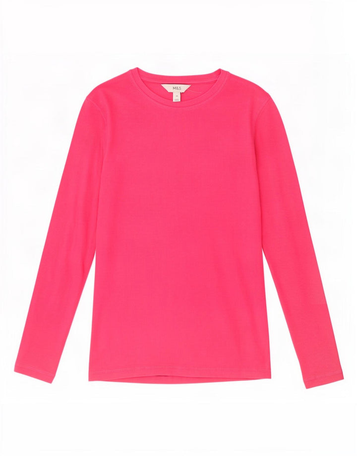 Marks & Spencer Dame Top Langærmet UK 10 Lille Pink Bomuld