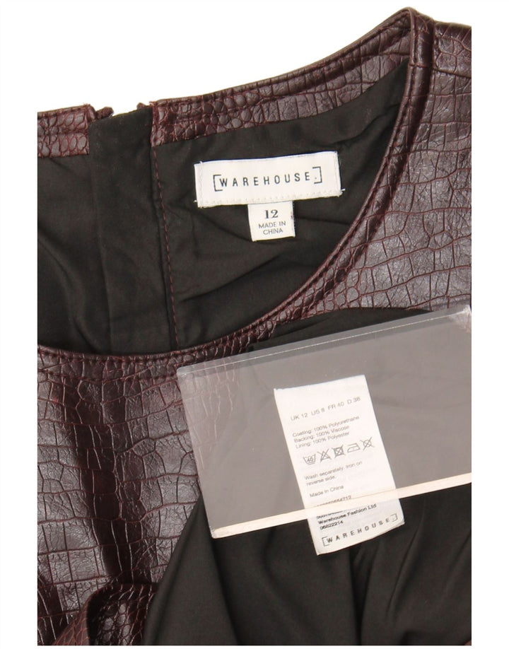 WAREHOUSE Kvinders Ærmeløs Skede Kjole UK 12 Medium Brown Animal Print