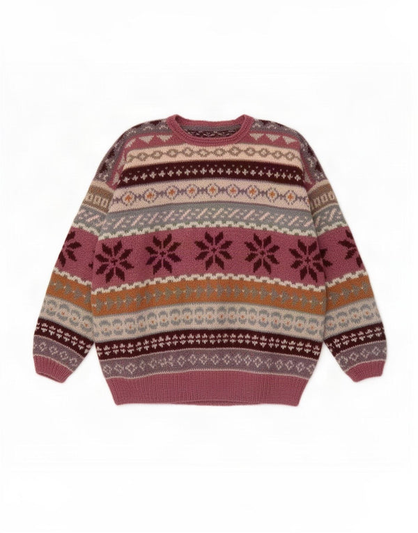 Vintage dame sweater med rund hals DK 16 Large Multicolored Fair Isle