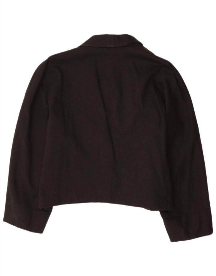 Vintage Dame Crop Open Blazer Jacket IT 48 XL Sort