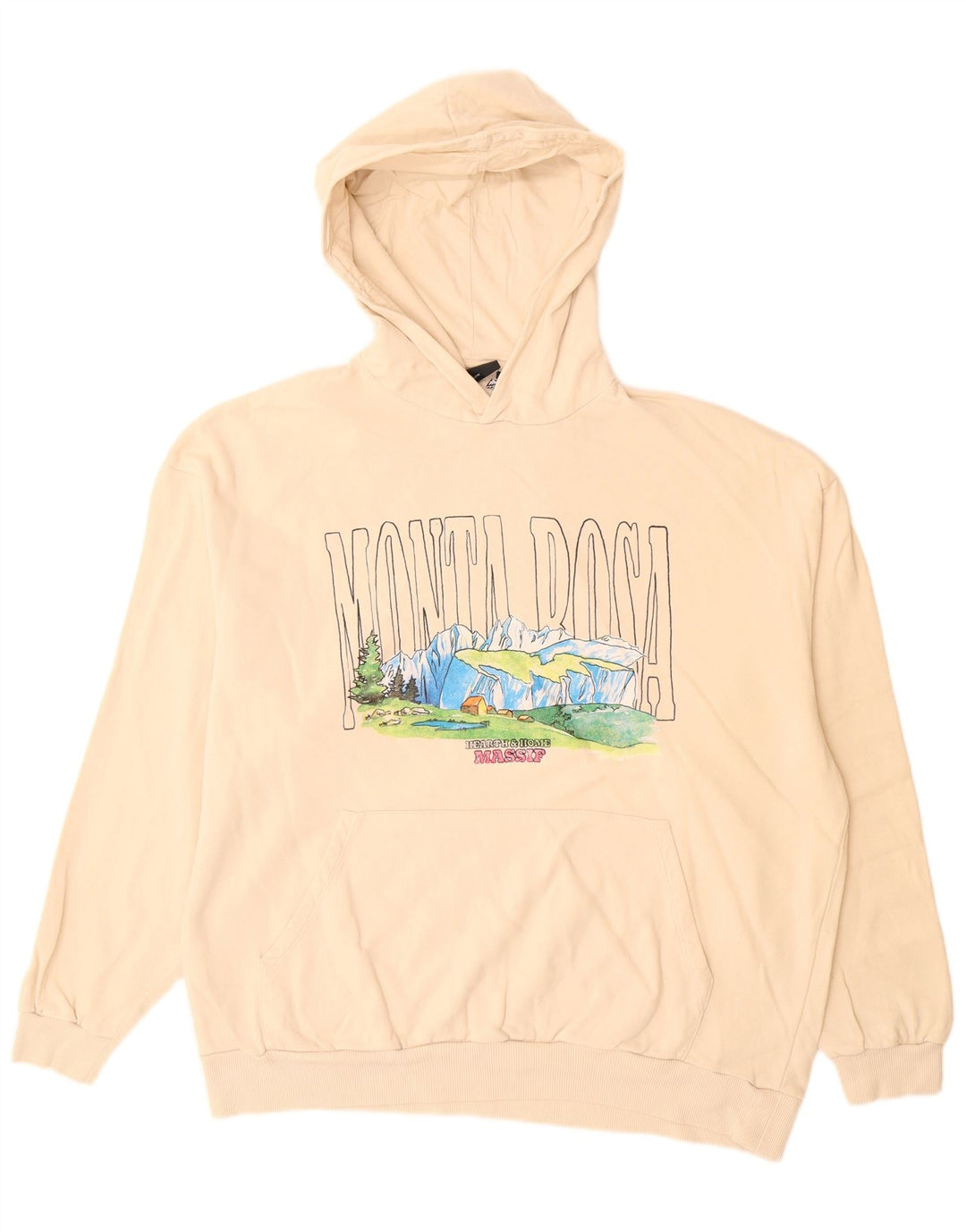 ASOS Grafisk hættetrøje til mænd, stor beige bomuld