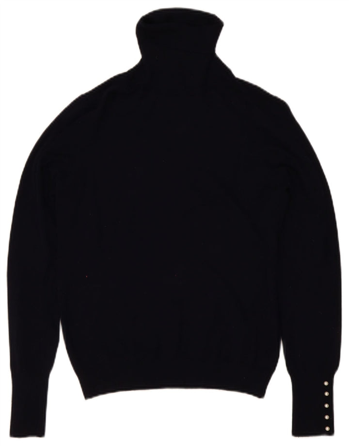 Zara Dame Roll Neck Jumper Sweater UK 14 Large Navy Blue