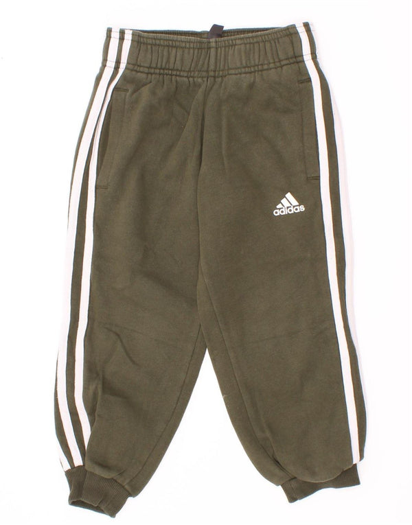 Adidas Drenge Træningsdragt Bukser Joggers 3-4 år Khaki Bomuld