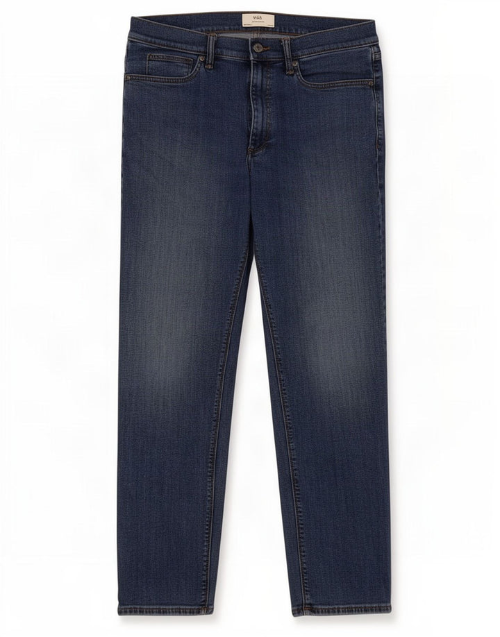 Marks & Spencer Straight Jeans til mænd W34 L31 Blå bomuld