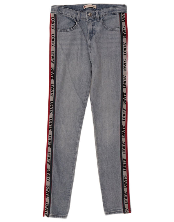 Levi's Girls 710 grafiske skinny jeans 11-12 år W26 L27 blå farveblok