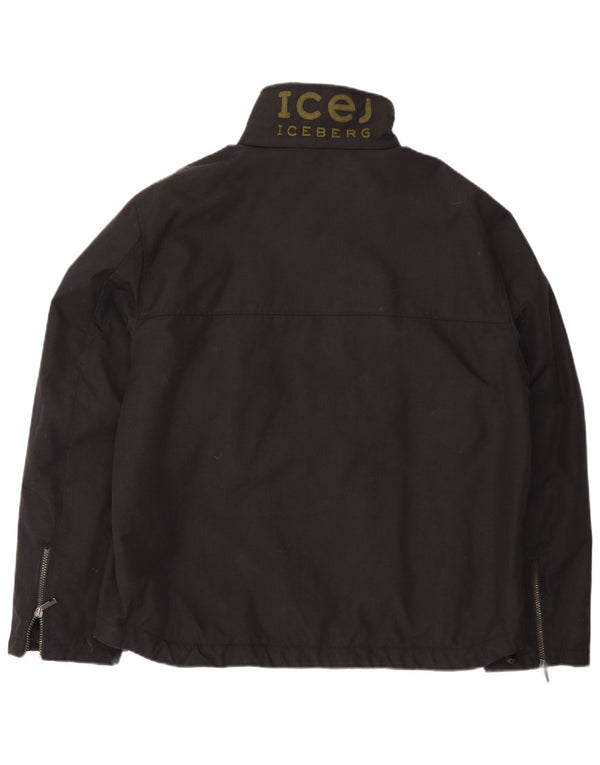 Iceberg Herre Grafisk Windbreaker Jacket IT 56 3XL Sort Polyamid