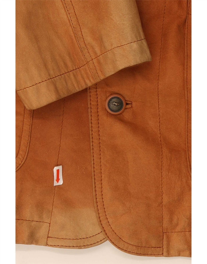 Vintage herre 3 knap læder blazerjakke EU 58 4XL Brun