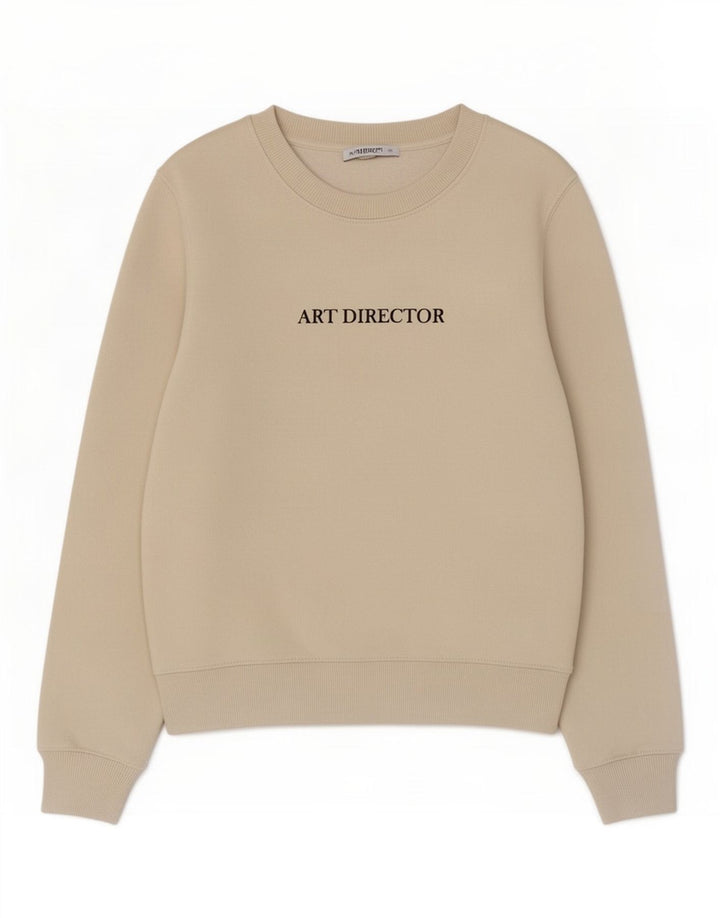 Zara Womens Graphic Crop Sweatshirt Jumper UK 10 Small Beige Polyester