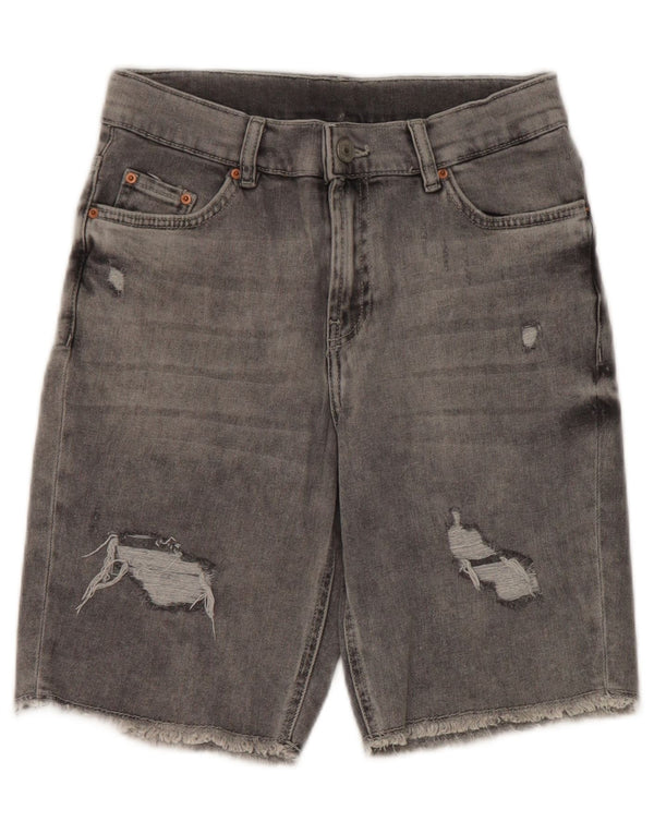 Zara Boys Distressed Denim Shorts 13-14 år W26 Grå Polyester