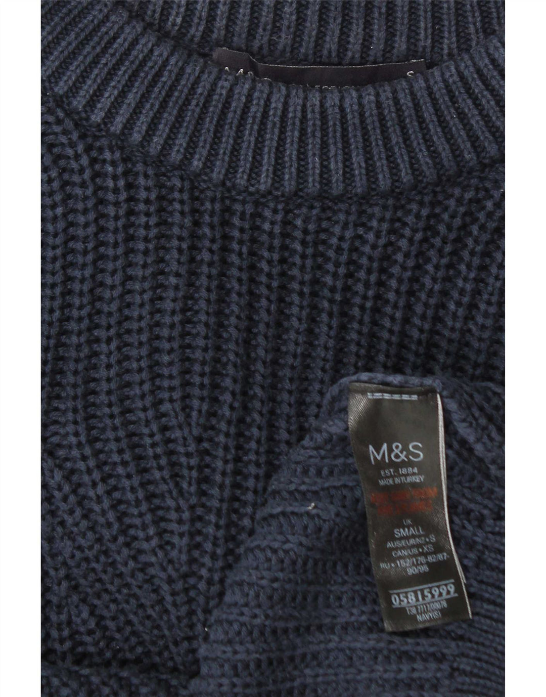 Marks & Spencer Herre Boat Neck Jumper Sweater Lille marineblå bomuld