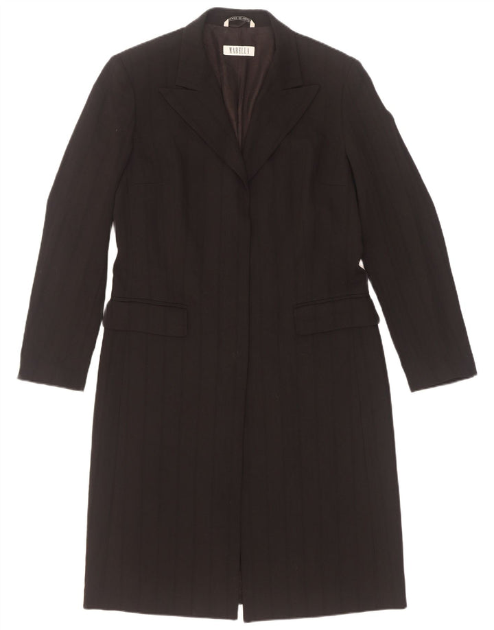 Marella Dame Overfrakke UK 12 Medium Sort Stribet Uld