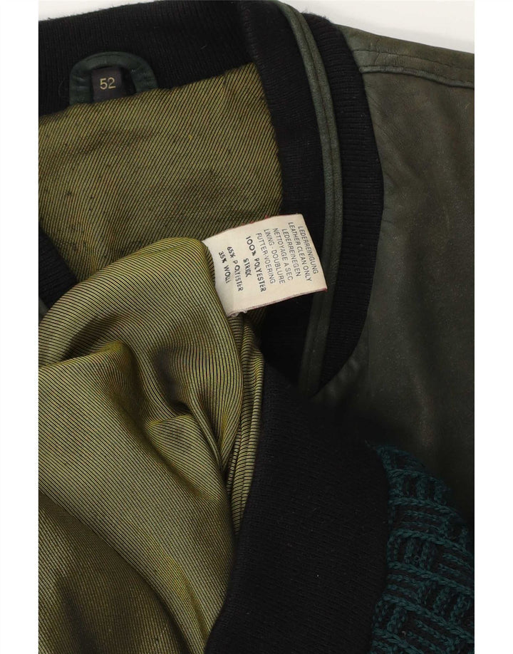 Vintage herre læderjakke EU 52 XL Grøn Colourblock