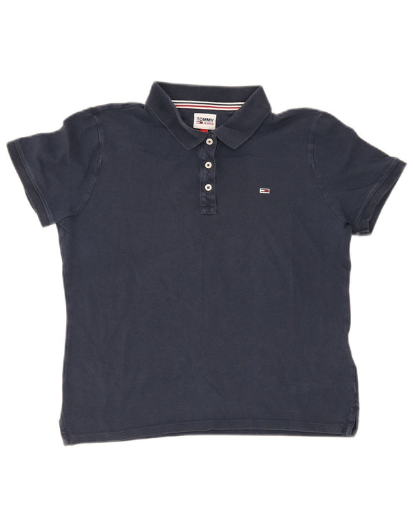 Tommy Hilfiger Dame Polo Shirt UK 12 Medium Navy Blue Bomuld