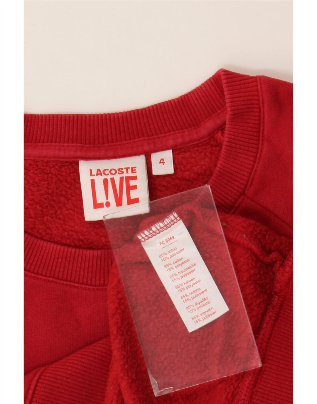 Lacoste Herre Grafisk Sweatshirt Jumper Størrelse 4 Medium Rød Bomuld