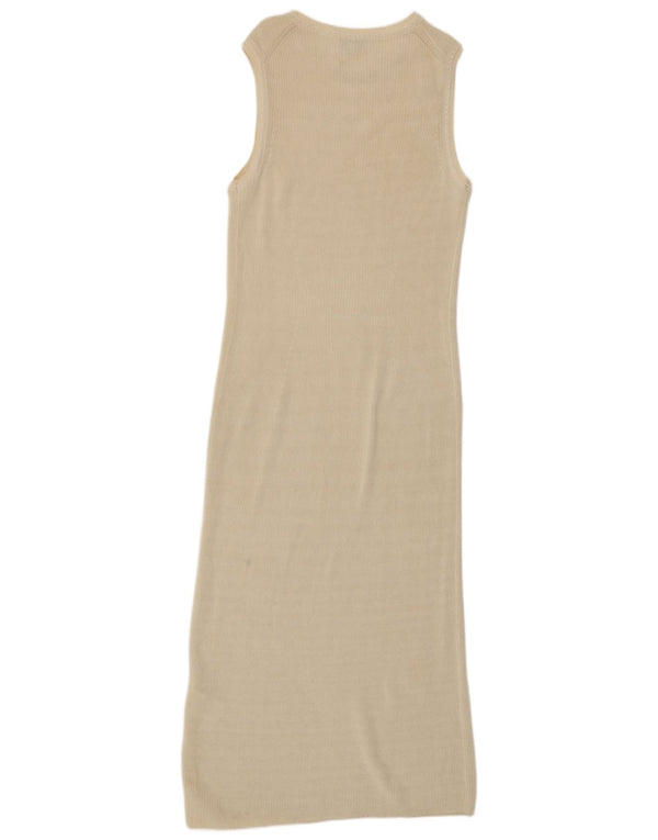 Cos Dame ærmeløs Maxikjole UK 10 Small Off White Bomuld