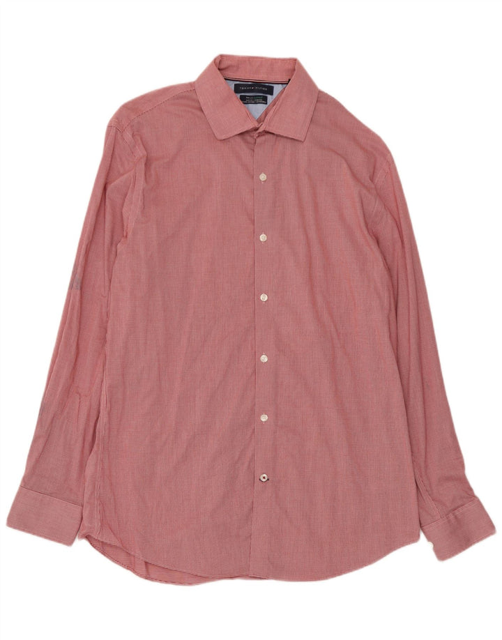 Tommy Hilfiger Herre Flex Slim Fit skjorte str. 16 Large Red Houndstooth