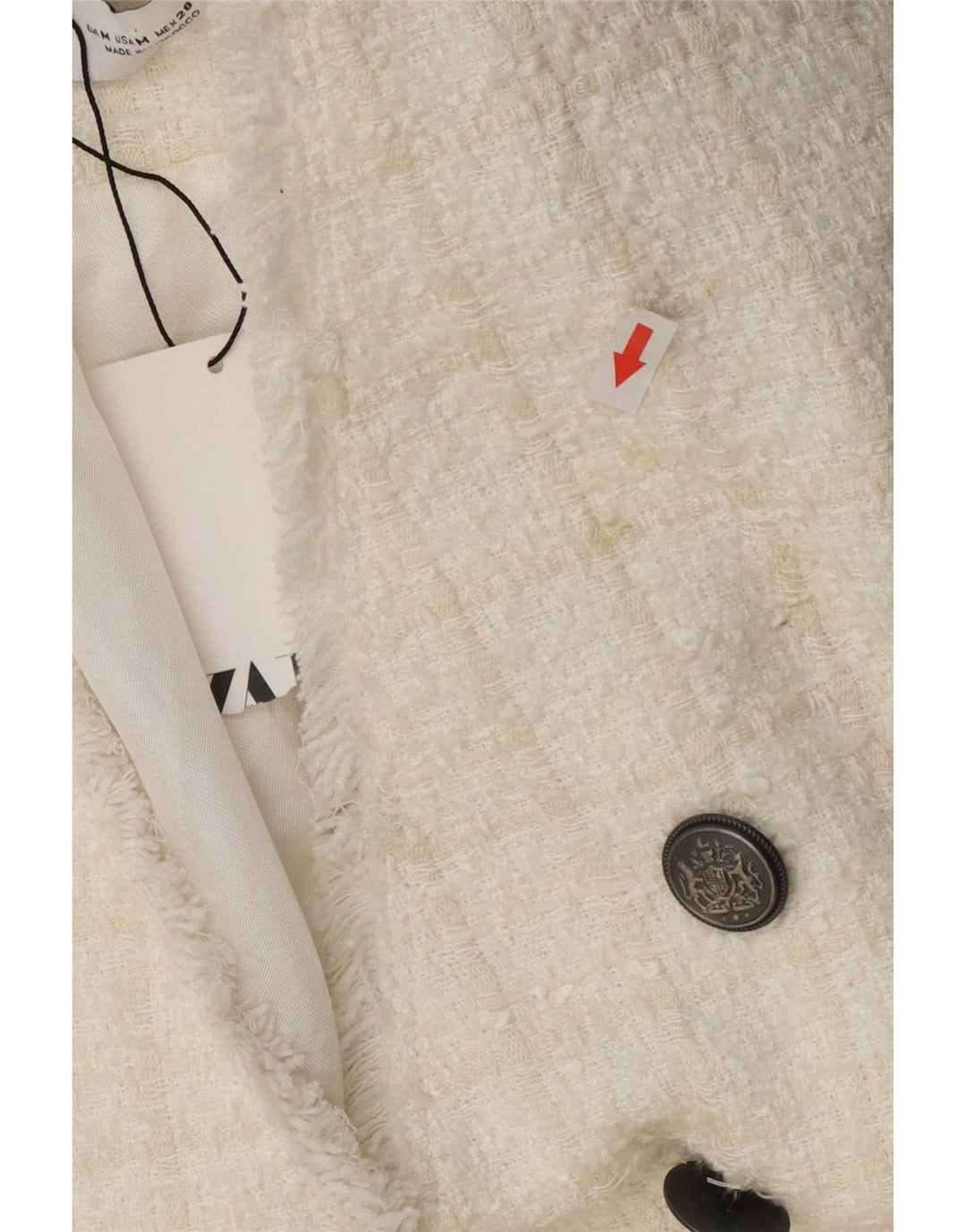 Zara Dame Dobbeltradet Blazer Jacket UK 12 Medium White Check