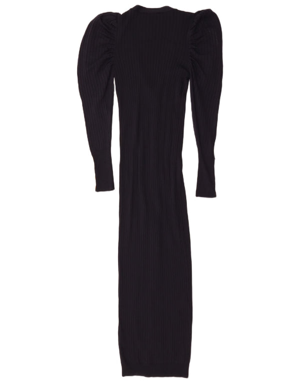 Zara Womens Knit Bodycon Dress UK 14 Large Navy Blue Viscose