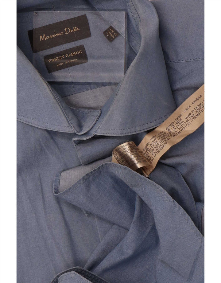 Massimo Dutti Herreskjorte EU 42 Stor Blå Bomuld