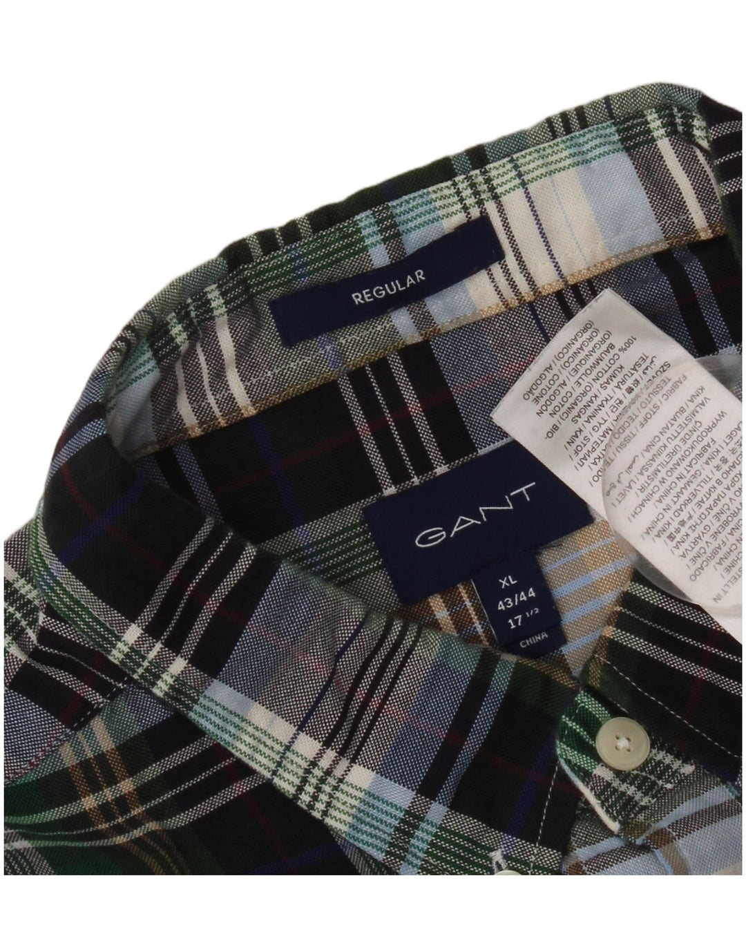 Gant herre Regular Fit skjorte størrelse 43/44 17 1/2 XL Flerfarvet ternet bomuld