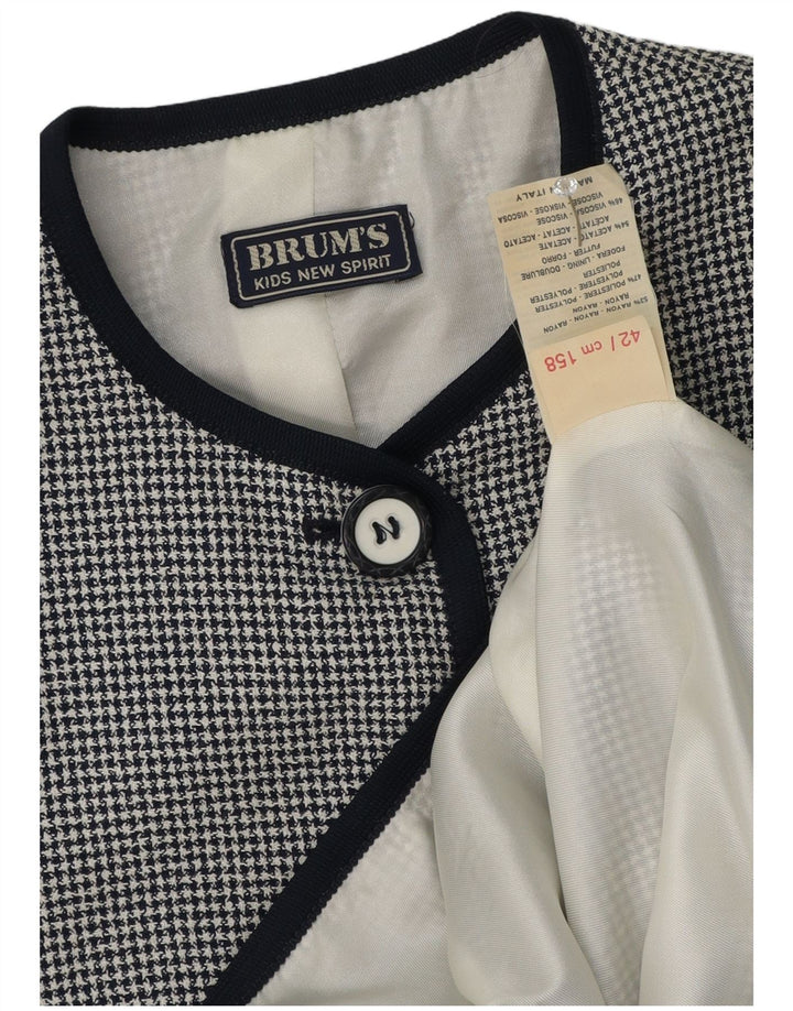 Brums piger 5-knaps blazerjakke 13-14 år sort ternet Rayon