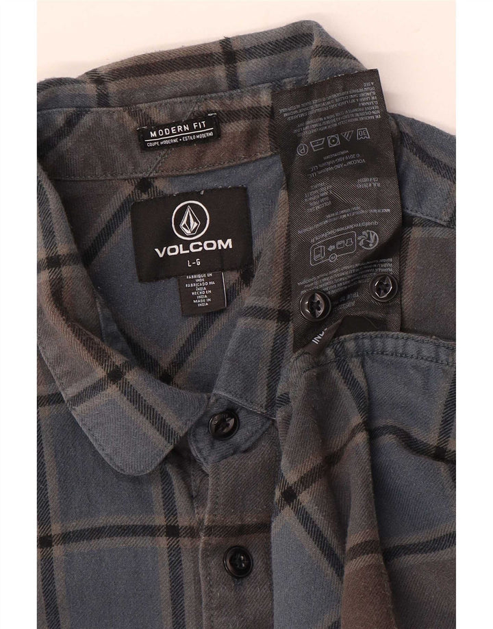 Volcom Herre Modern Fit Flanellskjorte Stor Blå Plaid Bomuld