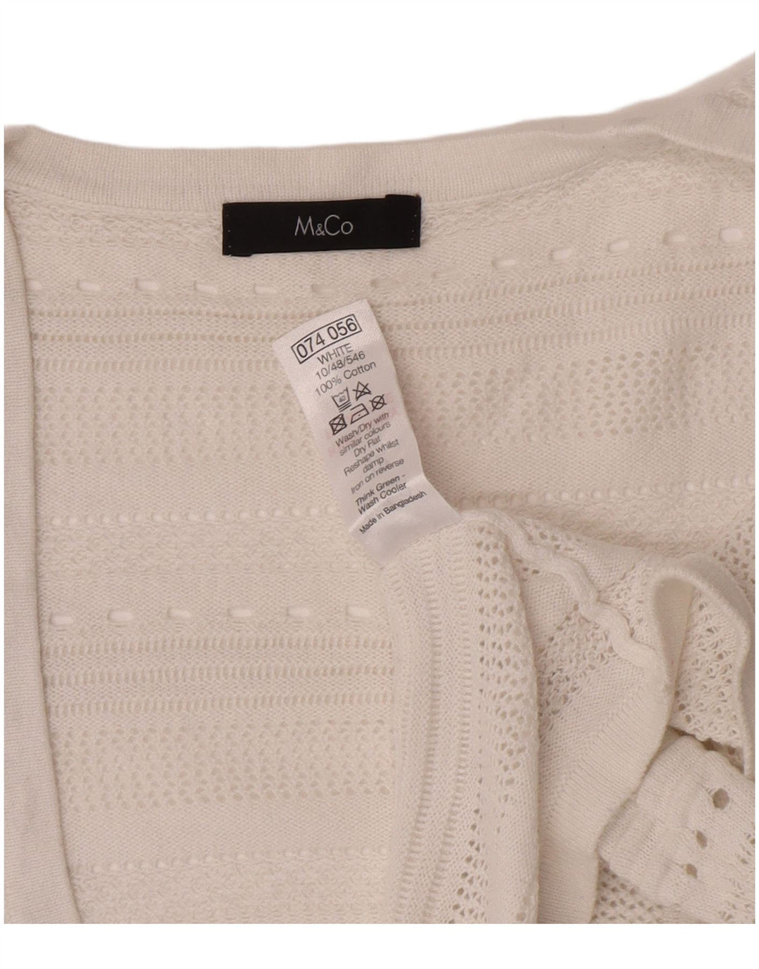 M&Co Womens Crop Kortærmet Åben Cardigan Sweater UK 12 Medium White
