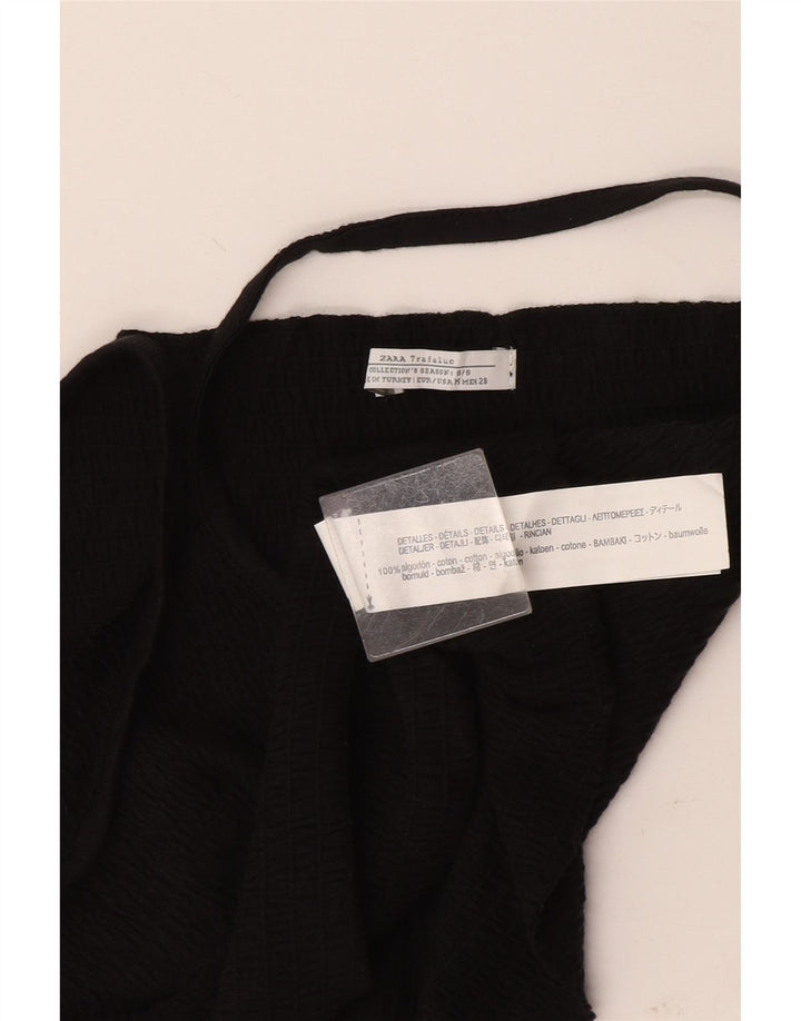 Zara Dame Crop Cami Top UK 12 Medium Sort Bomuld