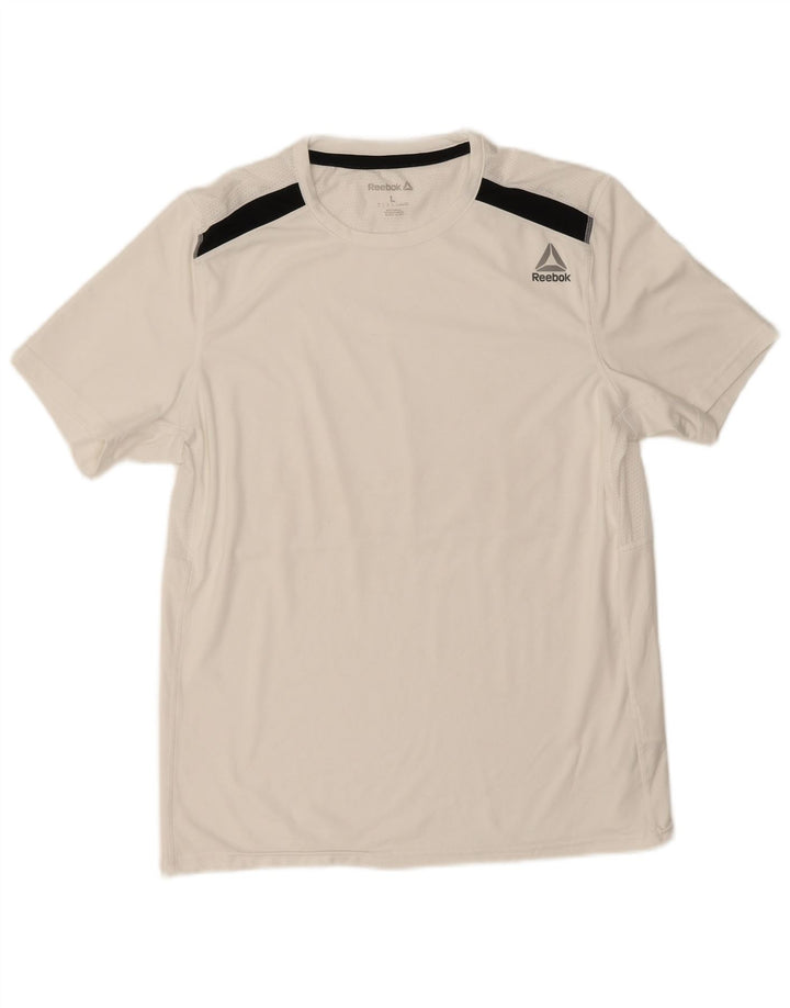 Reebok Herre T-Shirt Top Stor Hvid Colourblock Polyester