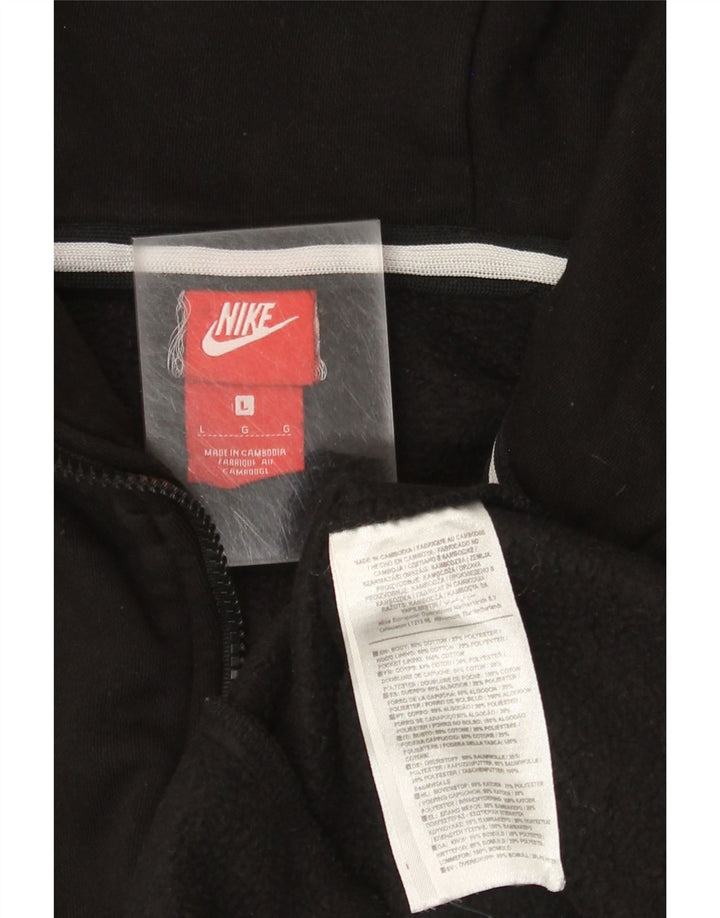 Nike Herre grafisk hættetrøje med lynlås, stor sort bomuld