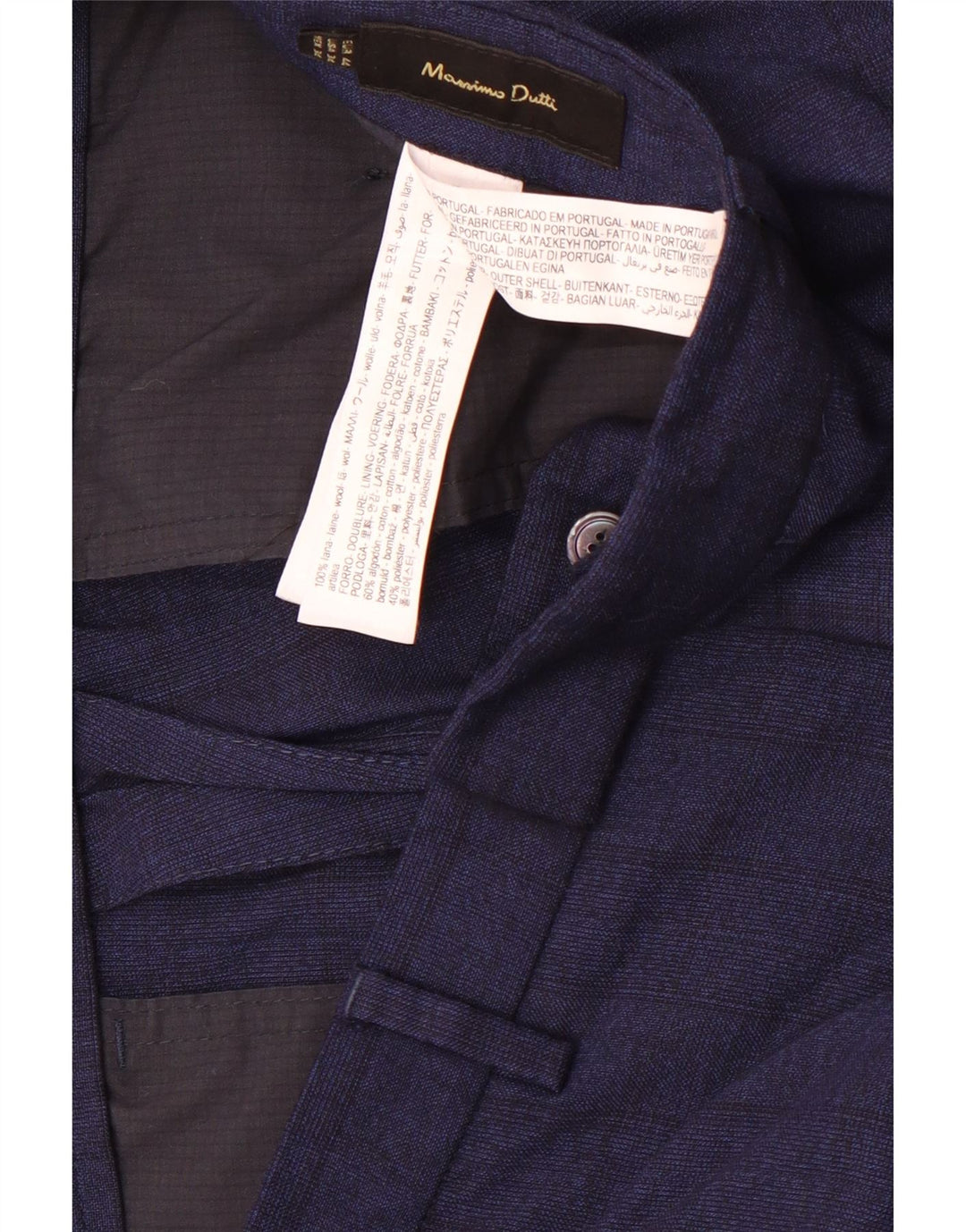 Massimo Dutti Herre Cropped Trousers EU 44 Large W34 L25 Navy Blue Check