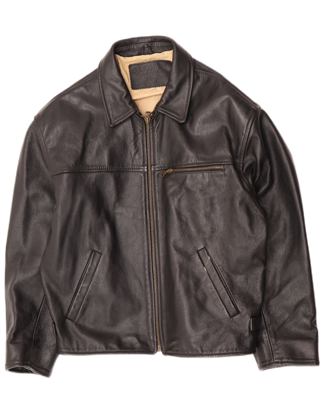 Oakland Herre Læderjakke UK 38 Medium Sort Læder