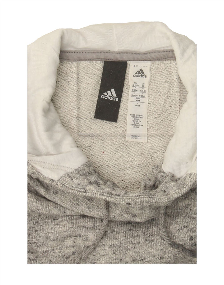 ADIDAS Womens Hoodie Jumper UK 12/14 Medium Grey Flecked Vintage Adidas and Second-Hand Adidas from Messina Hembry 
