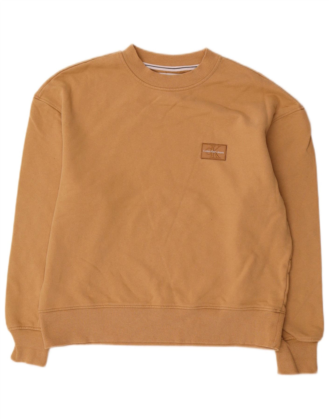 Calvin Klein Jeans Dame Oversized Sweatshirt Jumper UK 10 Small Beige