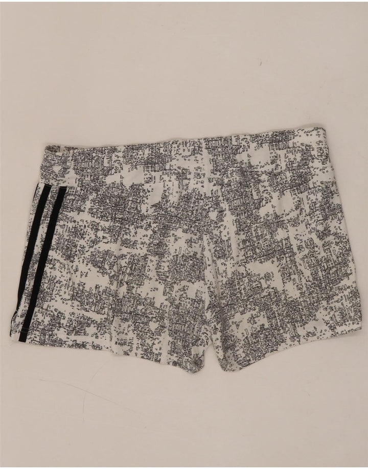 Adidas Womens Climalite sportsshorts med abstrakt mønster UK 12/14 Medium White