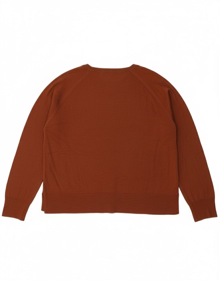 Zara Dame Oversized Boat Neck Jumper Sweater UK 14 Medium Brown Viscose