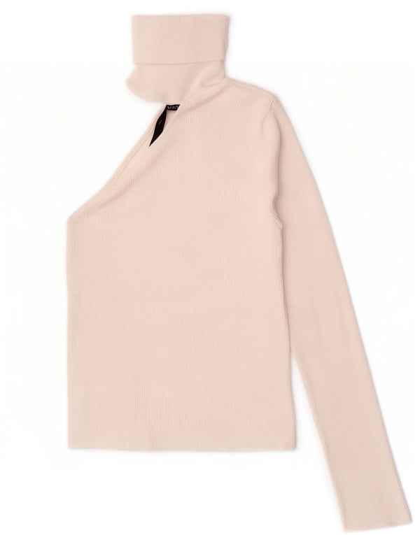Zara langærmet langærmet top med én skulder UK 12 Medium White Viscose