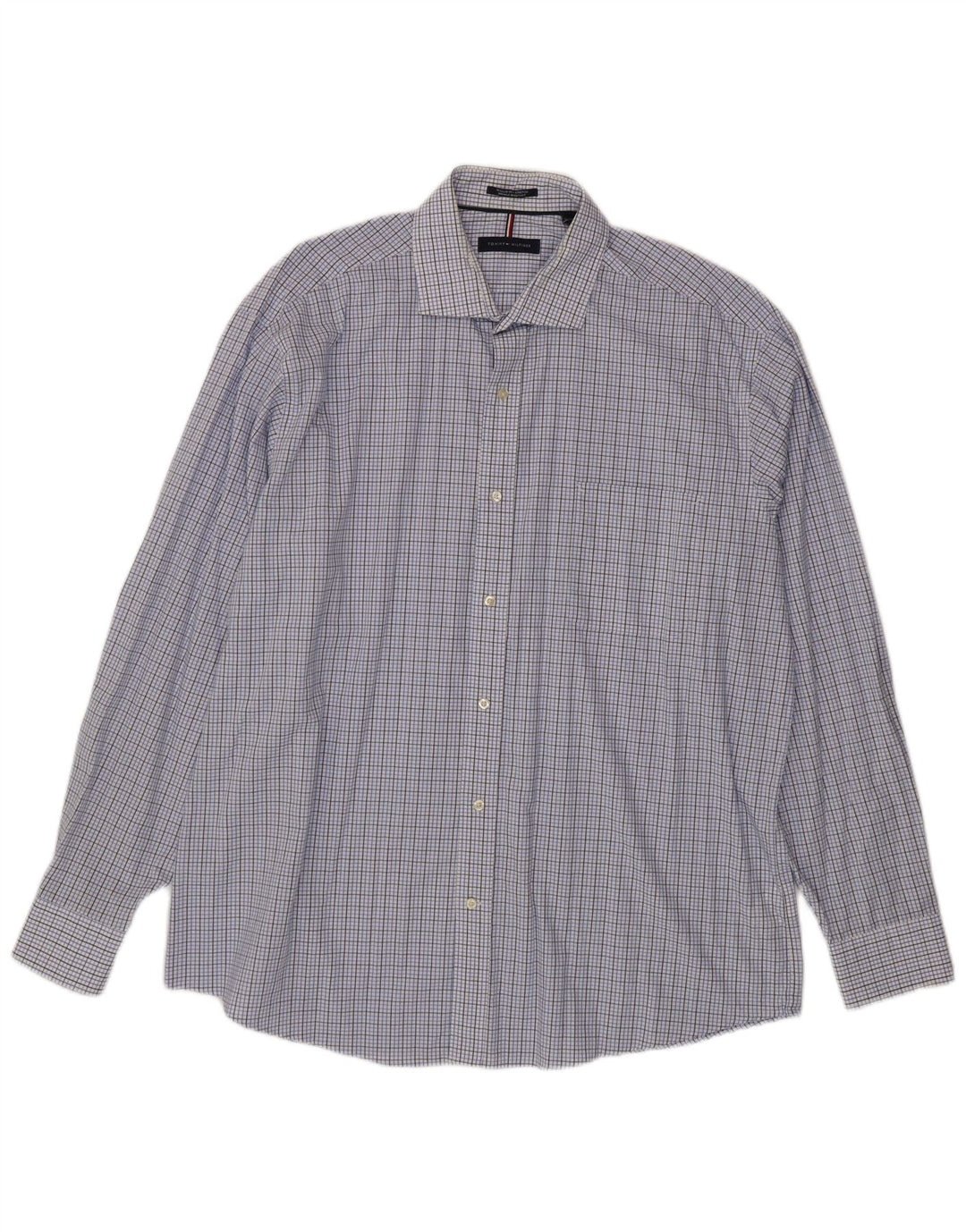 Tommy Hilfiger Stretch Regular Fit skjorte herre str. 17 17 1/2 XL Blå ternet