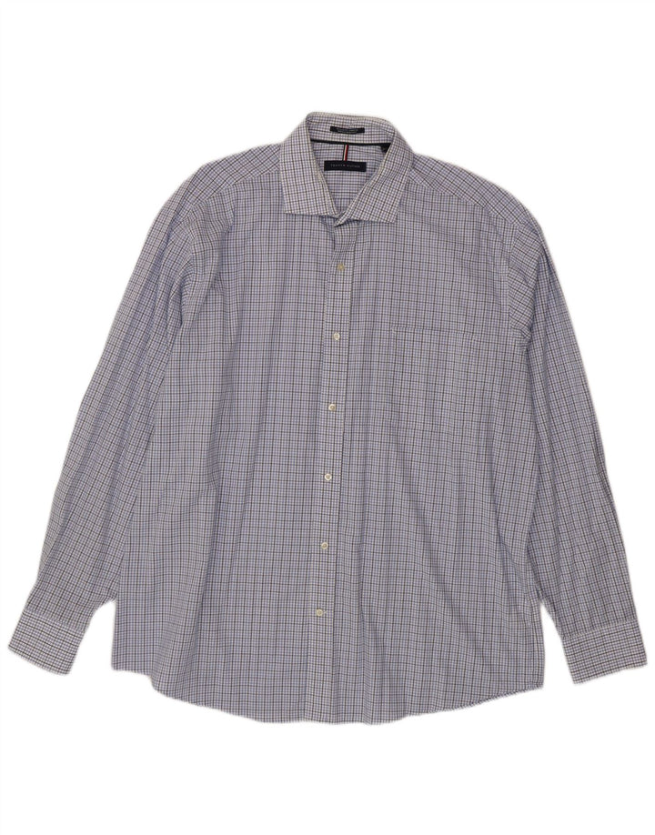 Tommy Hilfiger Stretch Regular Fit skjorte herre str. 17 17 1/2 XL Blå ternet