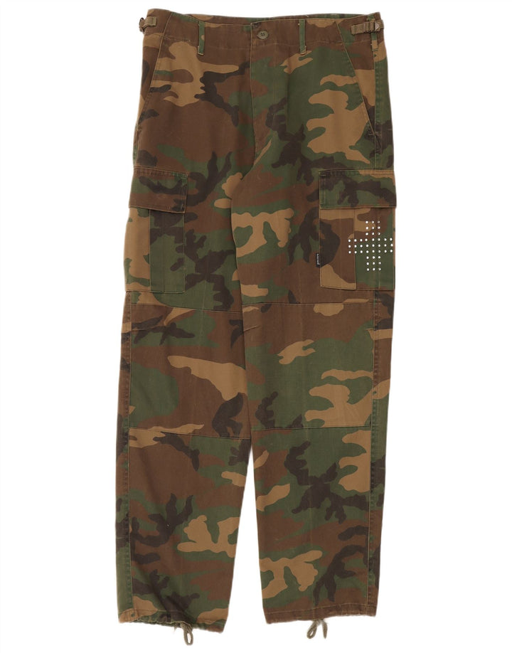 Vintage Herre Straight Cargo Bukser Medium W32 L32 Khaki Camouflage